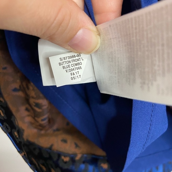 Banana Republic Cobalt Blue Leopard Print Button Front Skirt - Picture 10 of 11